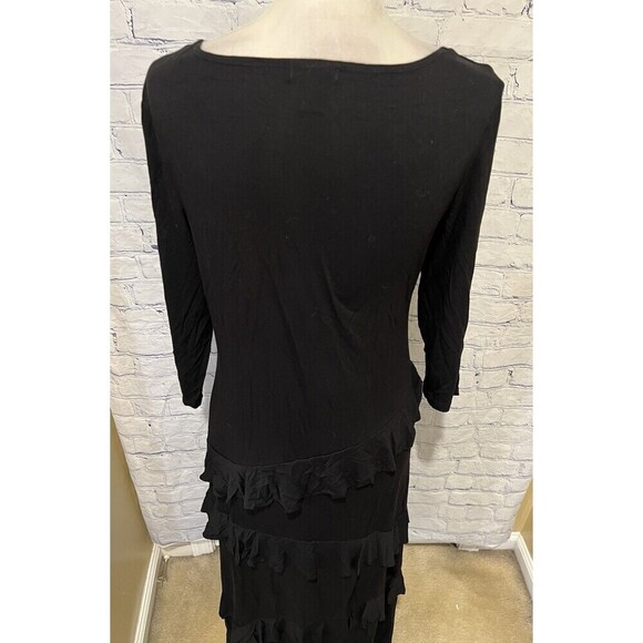 Multiples Long Sleeve Black Ruffle Long Maxi Dress - Soft And Stretchy - Size M - Picture 7 of 10